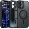 Image de Coque Noir Magnétique pour iPhone 12 MINI - 2 Verre Trempé Compatible avec MagSafeProtection CameraTranslucide Antichoc