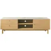 Image de TRIX - Meuble TV aspect bois rainuré et marbre avec tiroirs et placard 150cm