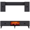 Image de VIBRA - Ensemble meuble TV avec étagères murales et cheminée LED 150cm gris anthracite