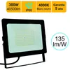 Image de Projecteur LED pro haute puissance 300W 40500lm 135lm/W 4000K IP65 - câble 1M - garantie 5 ans