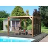 Image de HABRITA Pergola en sapin traité très haute température à 215°C - Fermeture - Toit + paroi latéral - 341 x 313 cm