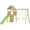 Image de KANGUI Aire de jeux portique en bois WOODI - Double balançoire toboggan mur descalade cabane échelle