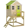 Image de Kangui - Maison de jardin enfant extérieur - Cabane en Bois avec plateforme - Toit étanche - Vert et Blanc