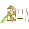 Image de Aire de jeux en bois - KANGUI - WOODI - 2 balançoires ou nid Ø100 cm - toboggan 2196 cm - bois pins imprégné Autoclave III