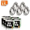 Image de LOT DE 15 SPOT LED ENCASTRABLE ORIENTABLE ALU BROSSE AVEC AMPOULE GU10 230V eq. 50W BLANC CHAUD