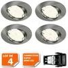 Image de LOT DE 4 SPOT LED ENCASTRABLE COMPLETE ORIENTABLE ALU BROSSE AVEC AMPOULE GU10 230V 5W BLANC NEUTRE