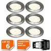 Image de Lot de 6 spot led encastrable complète ronde fixe alu brossé eq. 50w blanc chaud