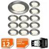 Image de Lot de 12 spot led encastrable complète ronde fixe alu brossé eq. 50w blanc chaud