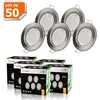 Image de Lot de 50 spot led encastrable complète ronde fixe alu brossé eq. 50w blanc chaud