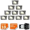 Image de Spot encastrable orientable LED carré alu brossé GU10 230V eq. 50W blanc neutre - LAMPESECOENERGIE