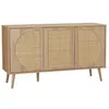 Image de sweeek - Buffet scandinave décor bois et cannage arrondi 3 portes 120cm EVA