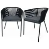 Image de Lot de 2 fauteuils de jardin en corde noire et acier galvanisé. coussin gris