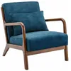 Image de Fauteuil en velours bleu pétrole. pieds bois dhévéa teinté noyer clair. 1 place droit fixe. pieds compas scandinave