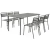 Image de Table de jardin métal + 6 assises kaki Amélia traitement antirouille. lattes et bords arrondis
