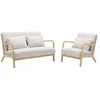 Image de Banquette scandinave 2 places + Fauteuil bois et bouclette LORENS