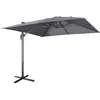 Image de Parasol déporté carré 3x3m haut de gamme - Falgos - gris - Parasol excentré inclinable. rabattable et rotatif à 360°.