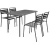 Image de Table de jardin métal + 4 assises anthracite en acier. Amelia. 120 x 70 x 72.5 cm