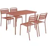Image de Table de jardin métal + 4 assises terracotta en acier. Amelia. 120x70xH72.5cm (12.2kg)