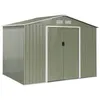 Image de Abri de jardin en métal - FERRAIN 5.29m² vert et blanc - Cabane à outils avec deux grandes portes coulissantes. kit de fixation