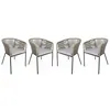 Image de Lot de 4 fauteuils de jardin en corde beige et acier galvanisé. coussin beige