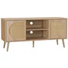 Image de Meuble TV décor bois et cannage arrondi 2 portes 120cm EVA
