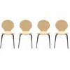 Image de Lot de 4 chaises naturelles. rétro empilables. bois dhévéa et contreplaqué. pieds en acier. Naomi. L 43 x P 48 x H 87cm