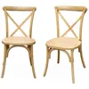 Image de Lot de 2 chaises de bistrot en bois de cédrèle naturel. vintage. assise en rotin. empilables