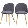Image de Lot de 2 chaises en tissu gris foncé et pieds en métal - Cozy - Rendez-Vous Déco