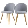 Image de Lot de 2 chaises en tissu gris clair et pieds en métal - Cozy - Maison Pavane