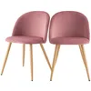 Image de Lot de 2 chaises en velours rose et pieds en métal - Cozy - Maison Pavane
