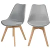 Image de Lot de 2 chaises gris clair et pieds bois - Skandi - Maison Pavane