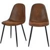 Image de Lot de 2 chaises en microfibre marron effet vieilli - Malrik - Maison Pavane