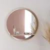 Image de Miroir rond en chêne avec étagère D60cm