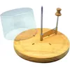 Image de Rabot à fromage - MARKINDUS - Tête de moine - Bois et inox - 22.5x22.5x15.5 cm - Cloche de conservation