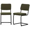 Image de Lot de 2 chaises cantilever bouclette texturée verte. Maja. L46 x P54.5x H84.5cm