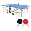Image de Table de ping pong extérieure bleue avec 2 raquettes et 3 balles