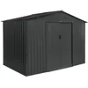 Image de Abri de jardin en métal - FERRAIN 5.29m² gris anthracite - Cabane à outils avec deux grandes portes coulissantes. kit de fixation
