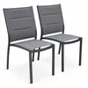 Image de Lot de 2 chaises - Chicago / Odenton Anthracite - En aluminium anthracite et textilène gris taupe. empilables