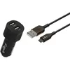 Image de GREEN_E Kit chargeur voiture 17W 2USB A + Cable micro USB - 1 3m