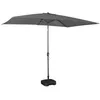 Image de Parasol droit rectangulaire 2x3m - Touquet gris - mât central en aluminium orientable et manivelle douverture