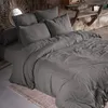 Image de Housse de couette - INTEX DECO - 220x240 cm - Gaze de coton - Gris anthracite - Lavable à 30°C