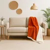 Image de Plaid Sherpa Flanelle 150x200 Terracotta - Double Face Épais 480g/m² (Spécial Canapé)