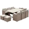 Image de Salon de jardin 6-10 places - Vabo - Coloris Beige. Coussins beige. table encastrable.