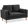 Image de Canapé en tissu gris chiné foncé - Bjorn - Canapé 2 places fixe droit pieds bois. style scandinave