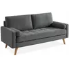 Image de Canapé en tissu gris foncé. 3 places scandinave fixe. droit. pieds bois