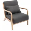 Image de Fauteuil design en bois et tissu. 1 place droit fixe. pieds compas scandinave. structure en bois solide. assise confortable. gris