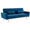 Image de Canapé convertible design en velours - Oskar - 2 - 3 places scandinave droit avec pieds fins or rose