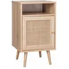 Image de Table de chevet en cannage coloris naturel - Bohème - 40x39x70cm. naturel - 2 niveaux - 1 porte - 1 espace de rangement - pieds