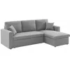 Image de Canapé dangle convertible en tissu gris clair - IDA - 3 places. fauteuil dangle réversible coffre rangement lit modulable