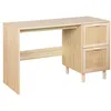 Image de Bureau décor bois et cannage 2 tiroirs CAMARGUE